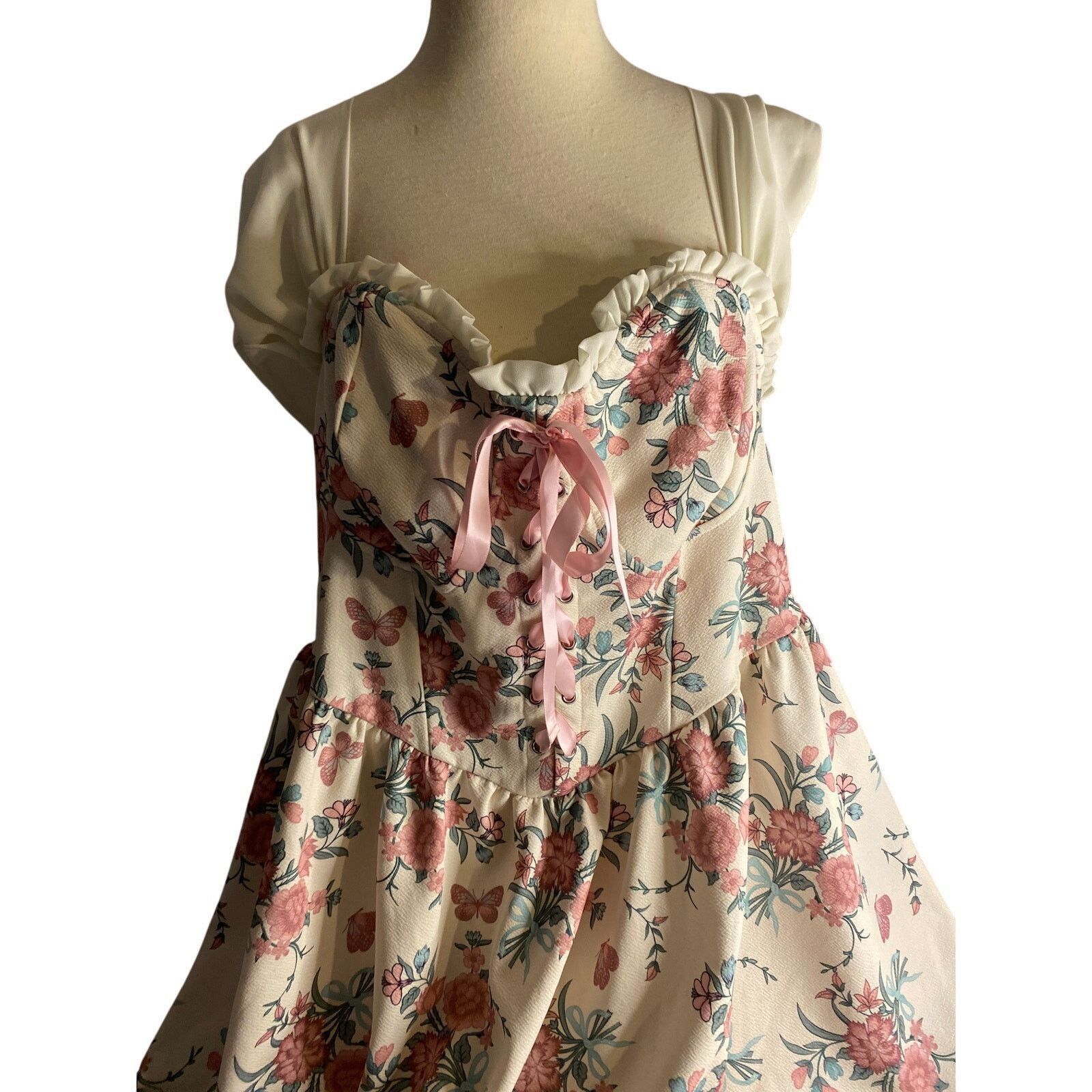 Shein Cottagecore Y2K Floral Babydoll Mini Dress Shein Curve 3XL Size 3XL / US 20-22 - 3 Thumbnail