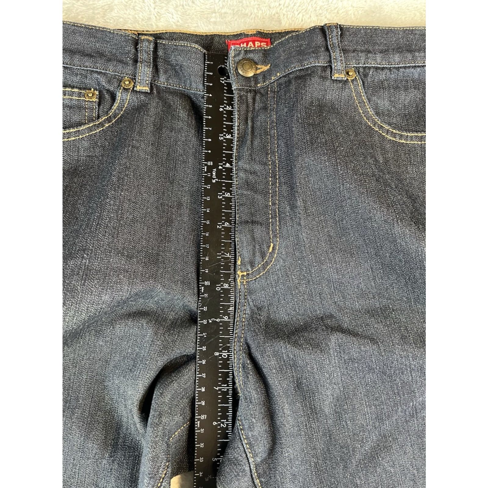 Chaps Chaps Jeans Womens 14 Denim 36x29.25 Blue Dark Wash Preppy Straight 5-Pocket Design Regular Jeans Womens Size 36" / US 14 / IT 50 - 6 Thumbnail