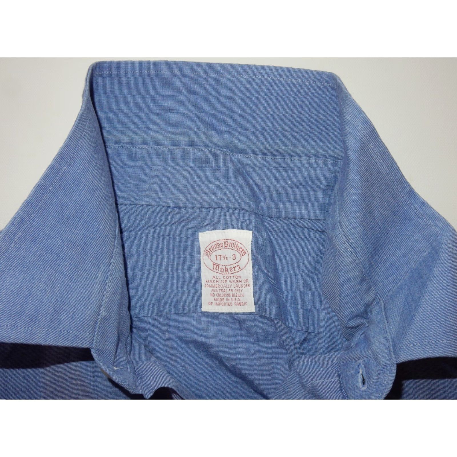 Brooks Brothers VTG Brooks Brothers Men's Dress Shirt Blue 17.5-33 French Cuffs, Long Sleeve, Solid, USA Made, Pointed: 17.5 Reg Size Size 48R - 4 Thumbnail