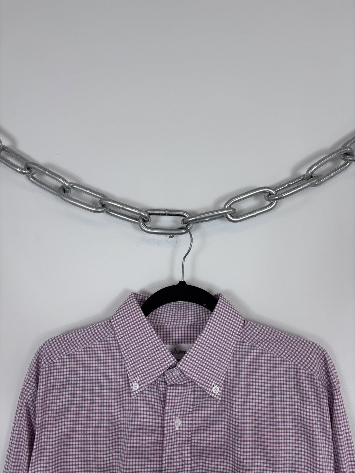 Brioni Brioni Men’s Micro Check Pink Button Down Long Sleeve Shirt Size US L / EU 52-54 / 3 - 4 Thumbnail