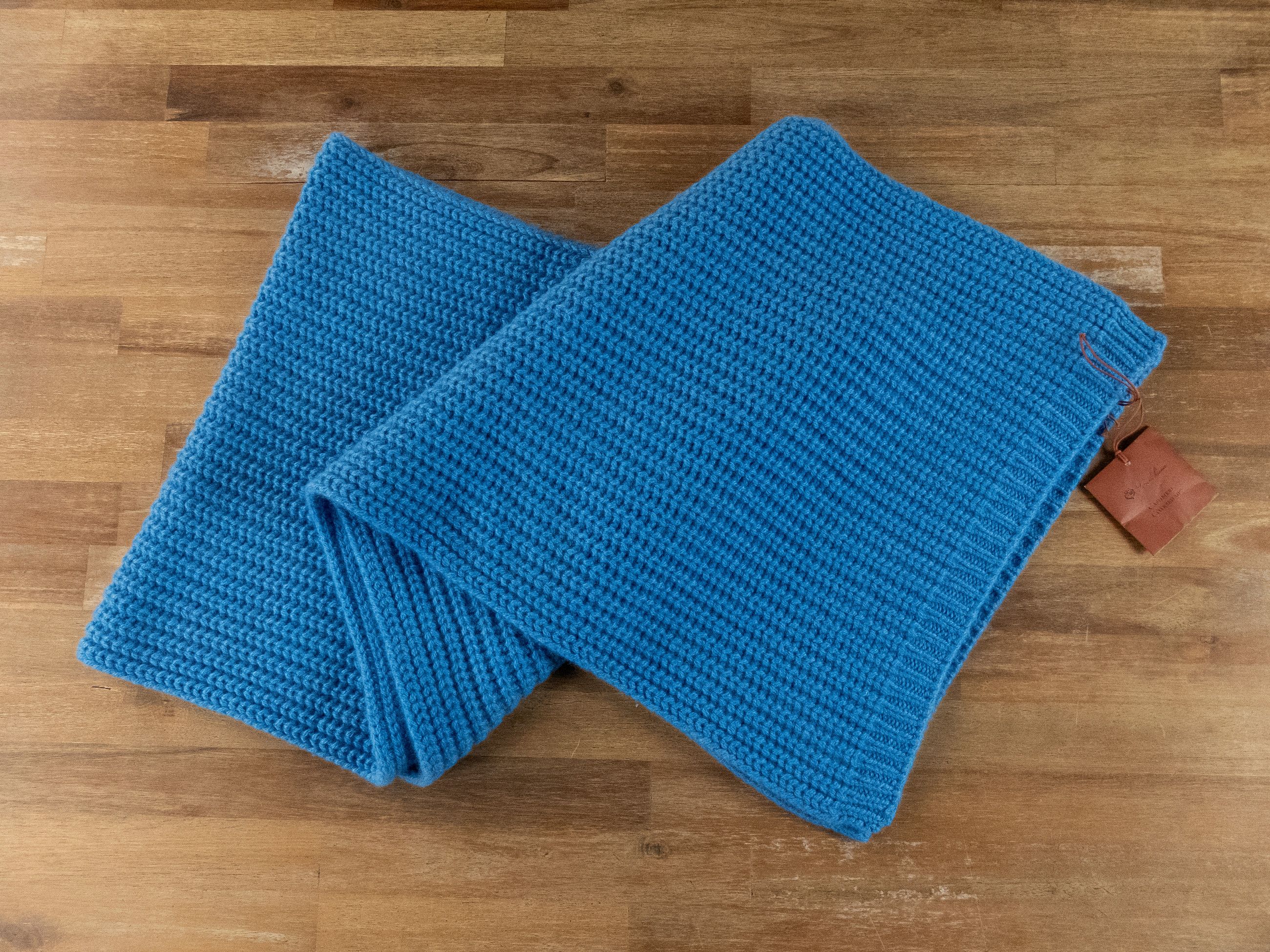 Loro Piana LORO PIANA Davenport blue ribbed knit soft cashmere scarf Size ONE SIZE - 5 Thumbnail
