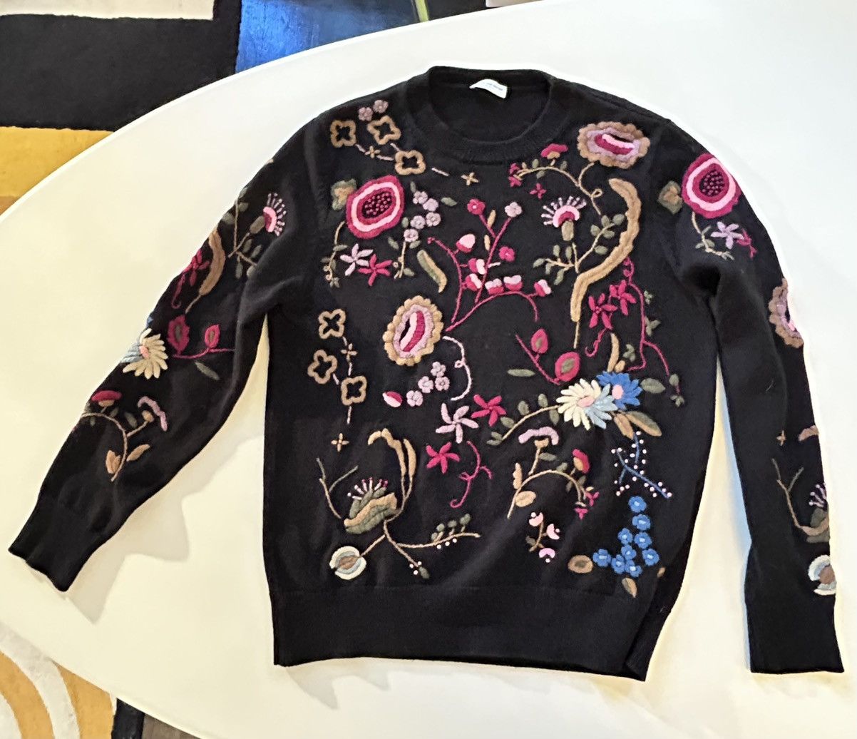 Dries Van Noten Dries Van Noten Embroidered Wool Sweater Floral Black Archiv Size M / US 6-8 / IT 42-44 - 1 Thumbnail
