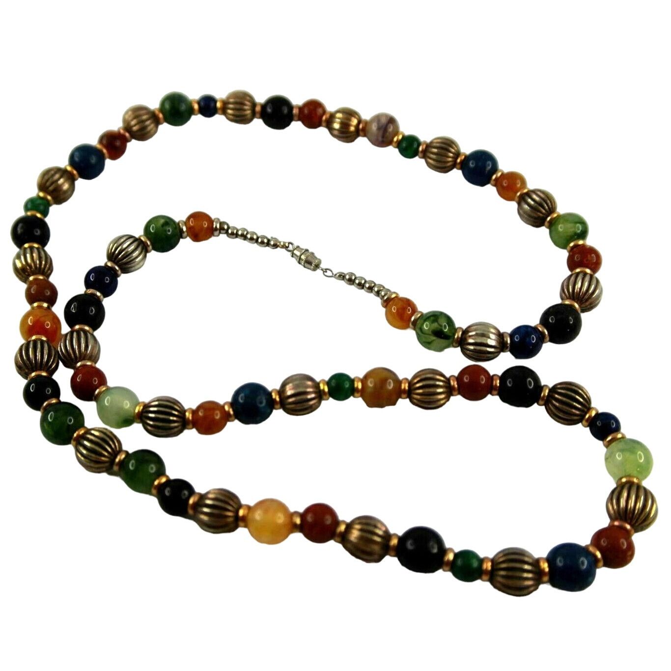 Other Multi-Colored Gemstone Necklace: Agate • Onyx • Lapis • 34" Size ONE SIZE - 3 Thumbnail