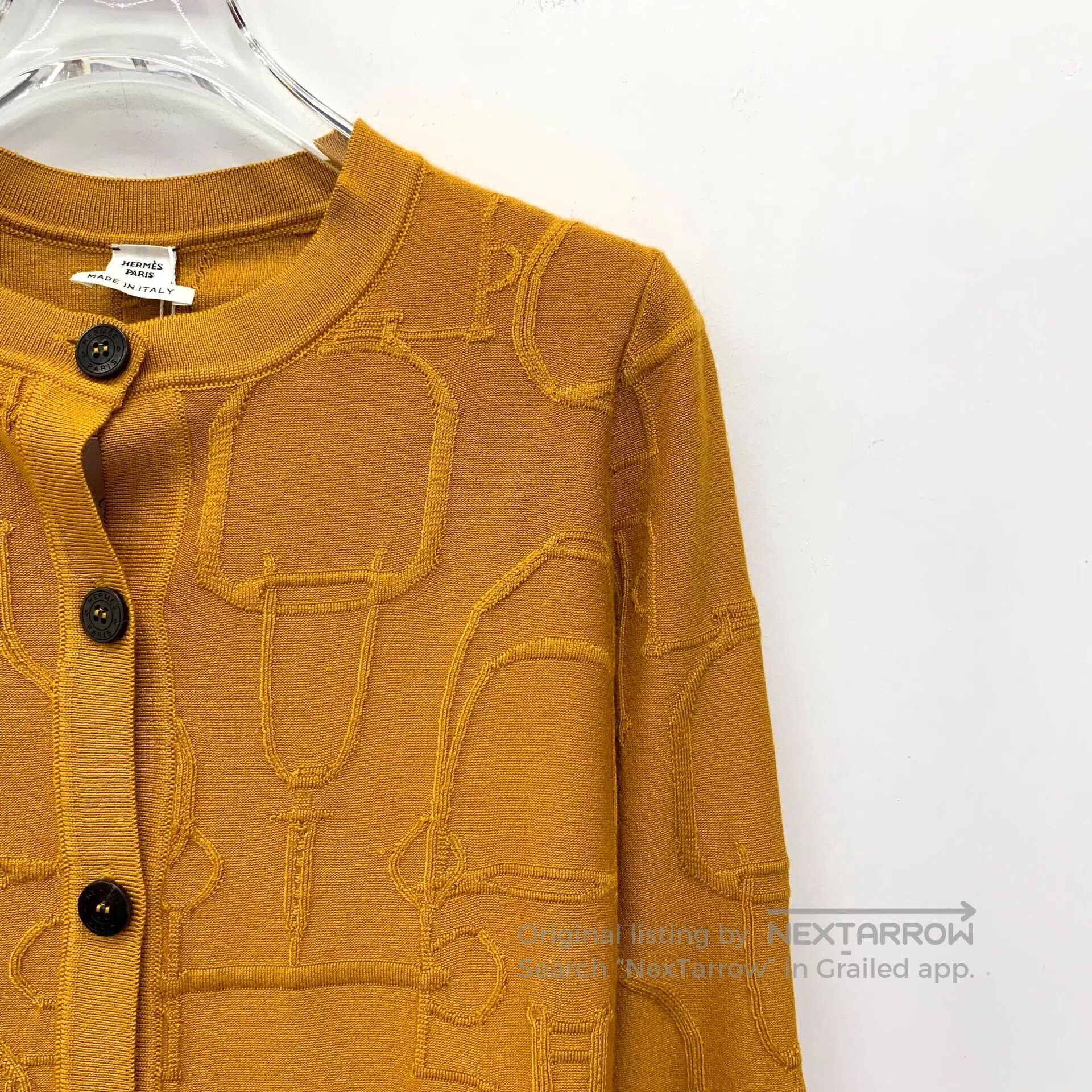 Hermes Hermes Orange stirrup buckle jacquard cashmere round neck Size XS / US 0-2 / IT 36-38 - 3 Thumbnail