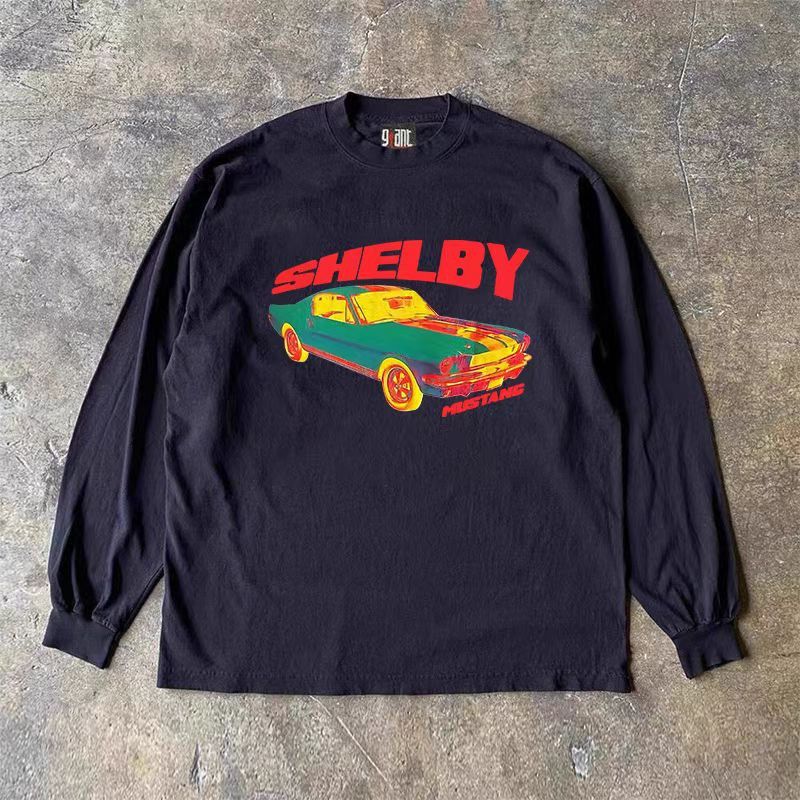 Japanese Brand Black casual retro car print long sleeve t-shirt Size US L / EU 52-54 / 3 - 1 Thumbnail