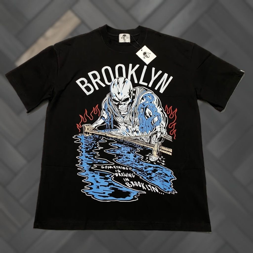 Warren Lotas Warren Lotas Skull Graphic T Shirt Brooklyn USA Made in USA Mens Medium Black Cotton Crew Neck Graphic Print Logo Short Sleeve Size US M / EU 48-50 / 2 - 1 Thumbnail