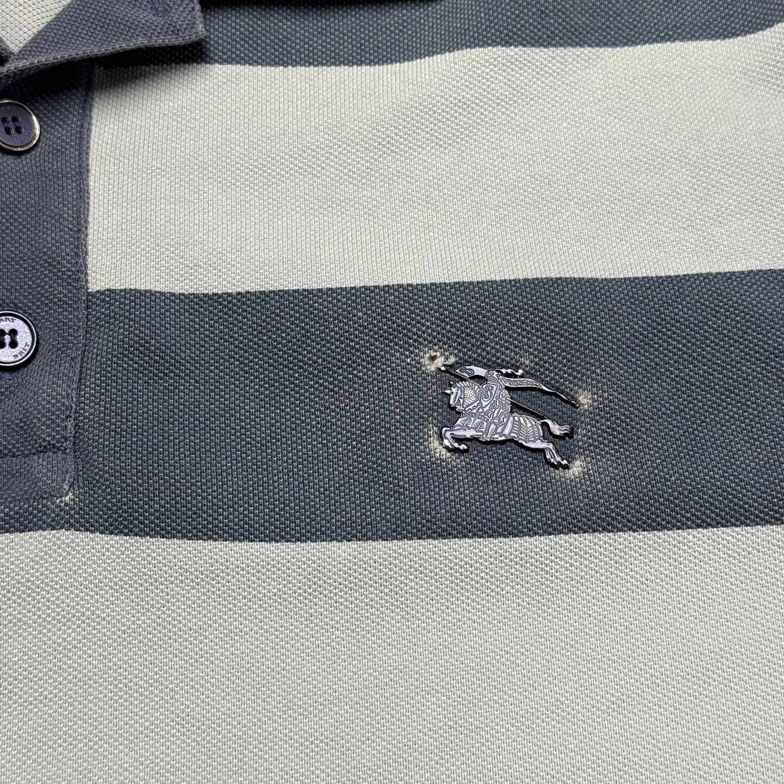 Burberry Burberry Brit Striped Collared Shirt Mens XL Blue Embroidere Size US XL / EU 56 / 4 - 4 Thumbnail