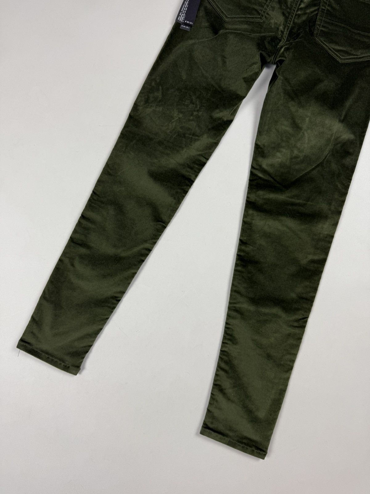 Amiri BNWT Amiri Skinny Stack Military Green Velour Pants Trousers Size 25" / US 0 / IT 36 - 20 Thumbnail