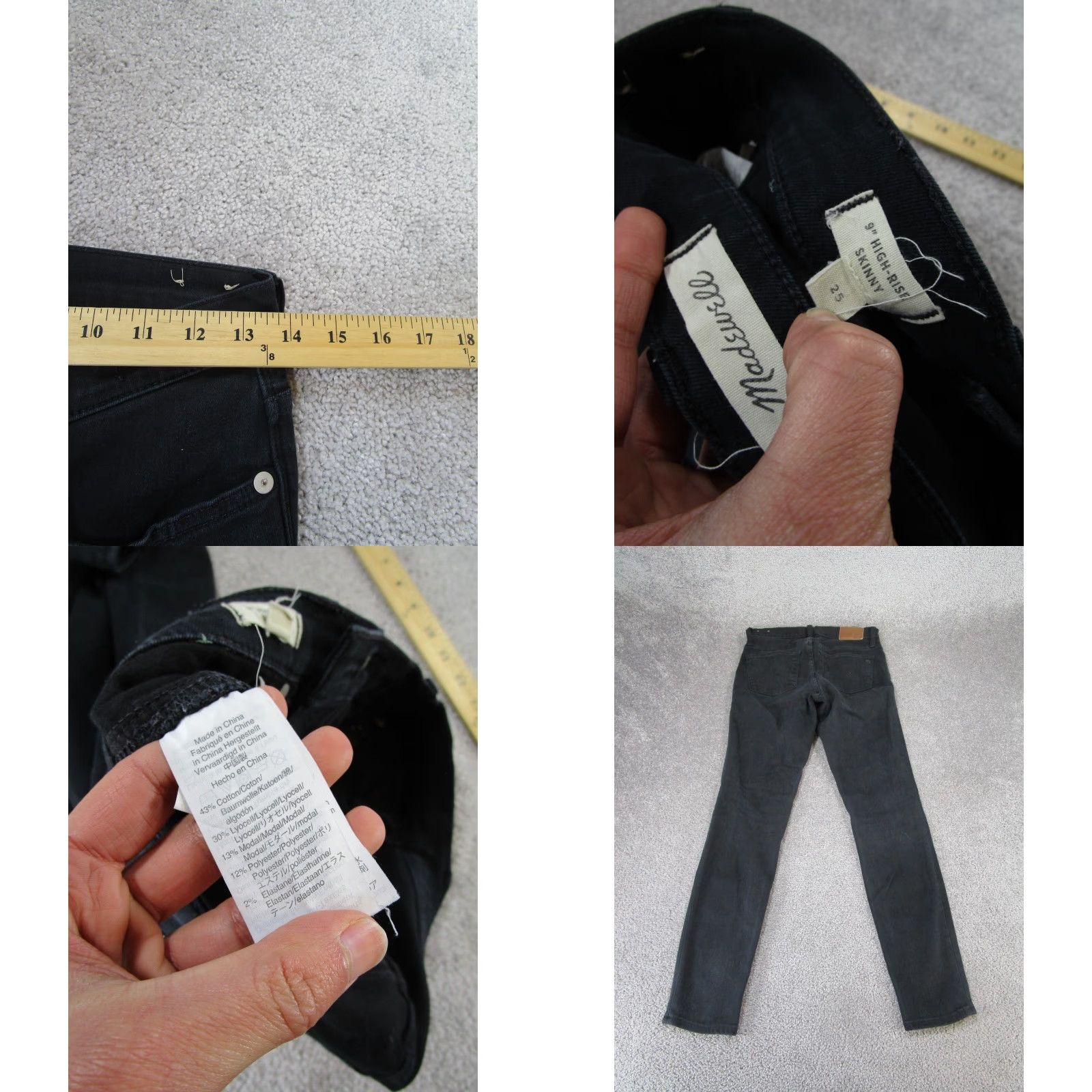 Madewell Madewell Jeans Skinny Black Denim 25 Regular Rise 9" Zip Pockets Womens Modern 2010s Size 42" / US 20 - 8 Thumbnail