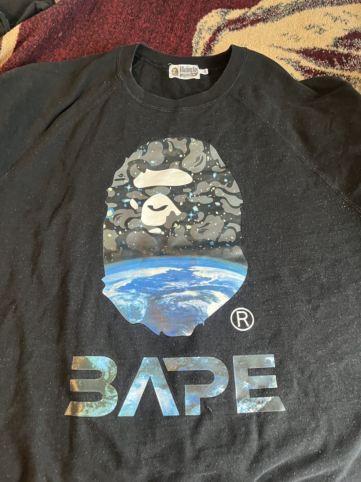 image of Bape Space Camo Loose Fit Crewneck in Black, Men's (Size 2XL)