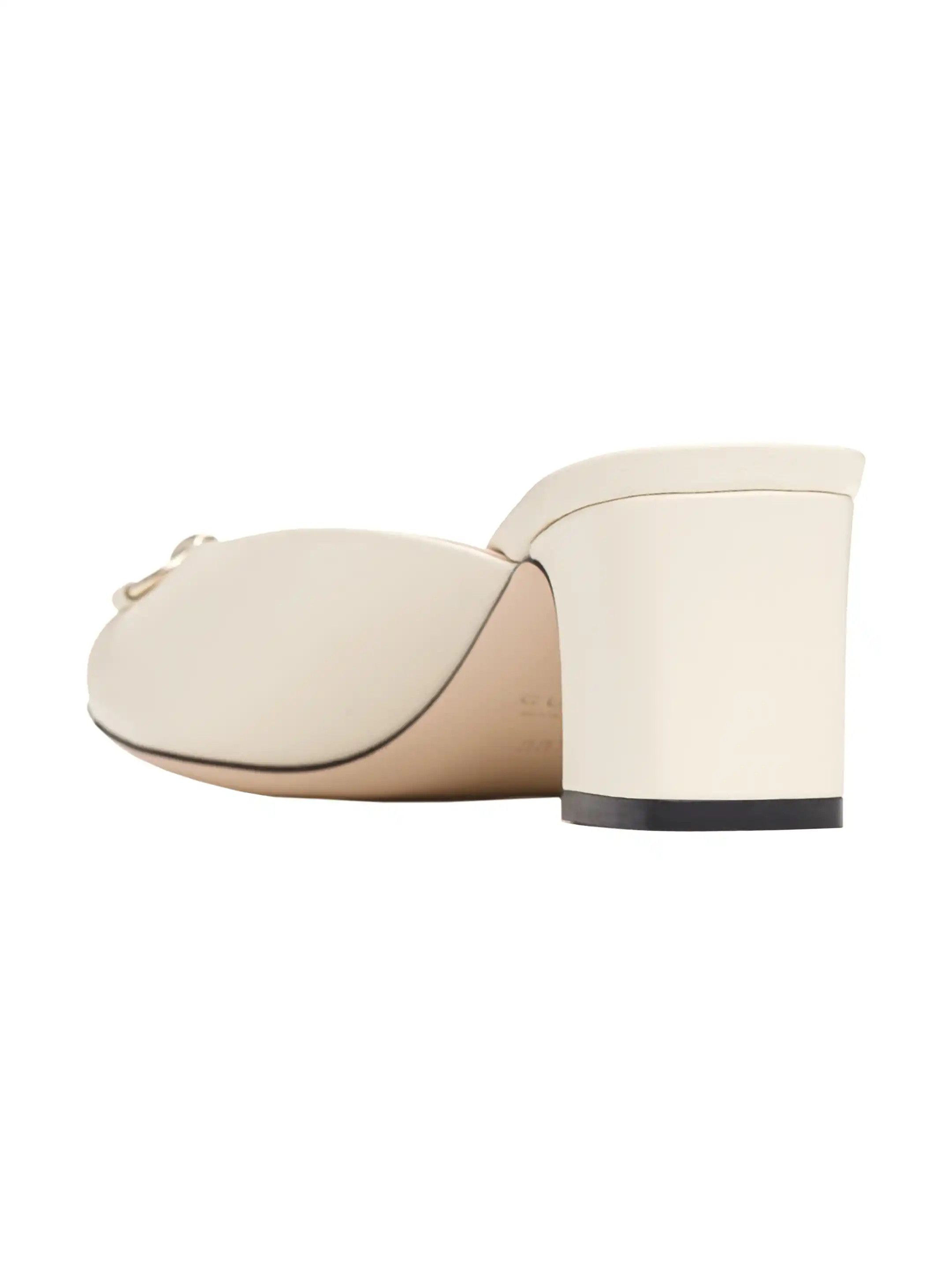 Gucci o1loc1c0426 816607 Women's Horsebit Slides Mules in White Size US 7 / IT 37 - 4 Thumbnail