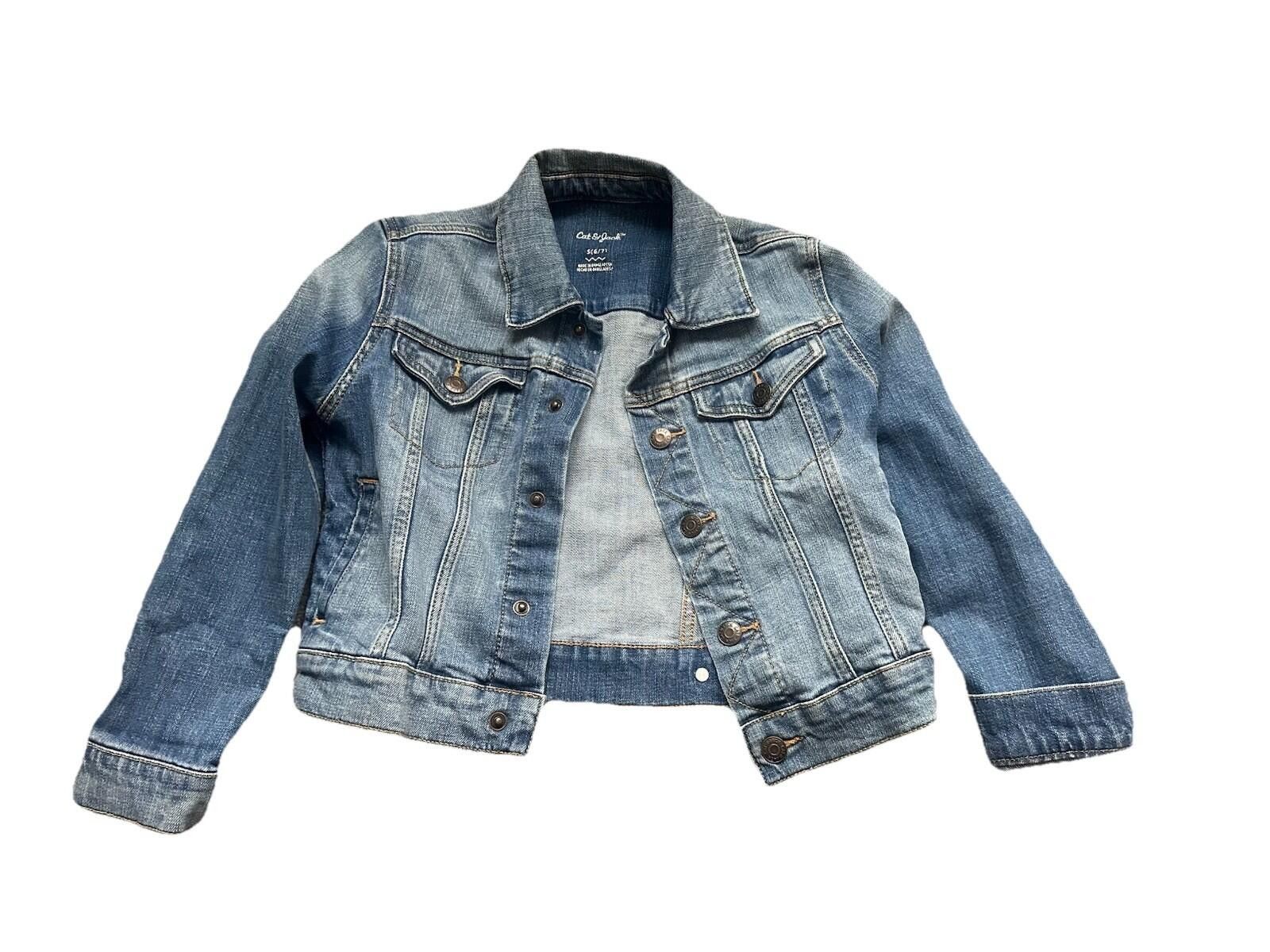 Other girls Cat & Jack denim jean jacket short cropped size S 6/7 Size ONE SIZE - 1 Thumbnail