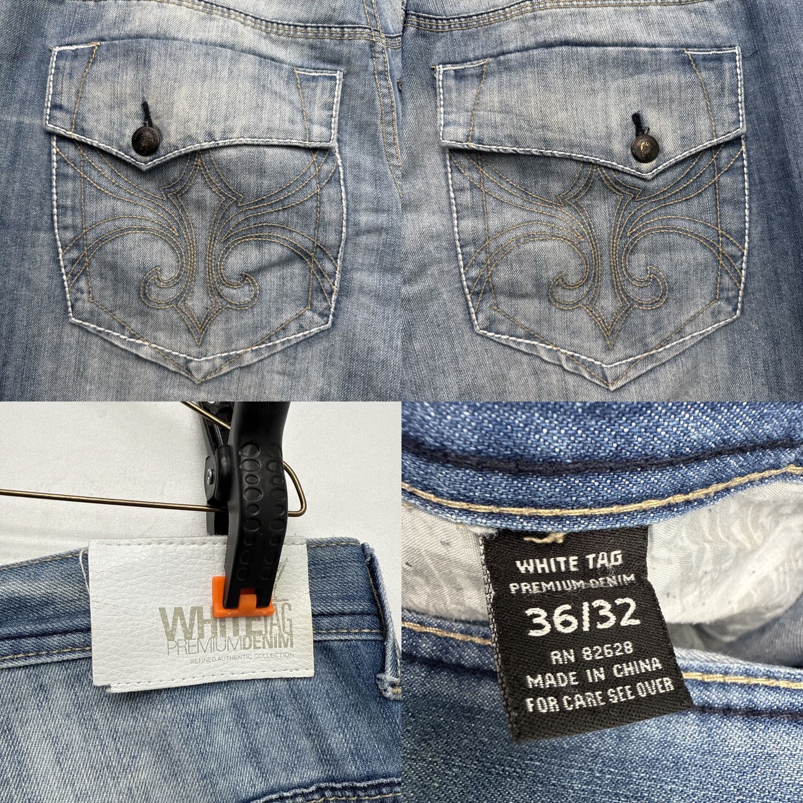 Vintage VINTAGE White Tag Premium Denim Jeans Mens 36x32 Gray Y2K Faded Embroidered Relaxed Straight 90s Hip Hop Mens Jeans Gray Size US 36 / EU 52 - 8 Thumbnail