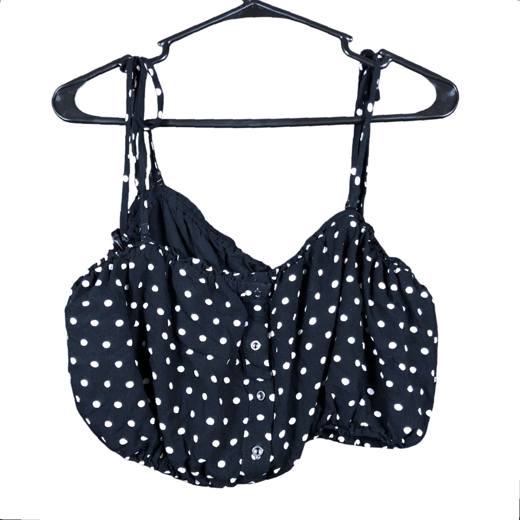 Free People Free People Blouse Womens Black White Polka Dot Tub Crop Adjustable Straps 8 Size M / US 6-8 / IT 42-44 - 2 Thumbnail