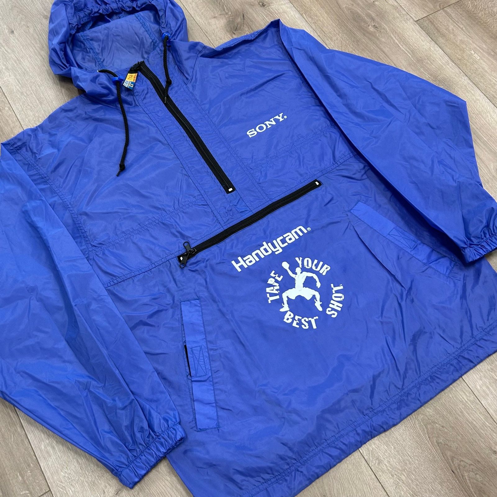 Vintage 90s Sony Handycam blue nylon anorak windbreaker size Medium Size US M / EU 48-50 / 2 - 3 Thumbnail