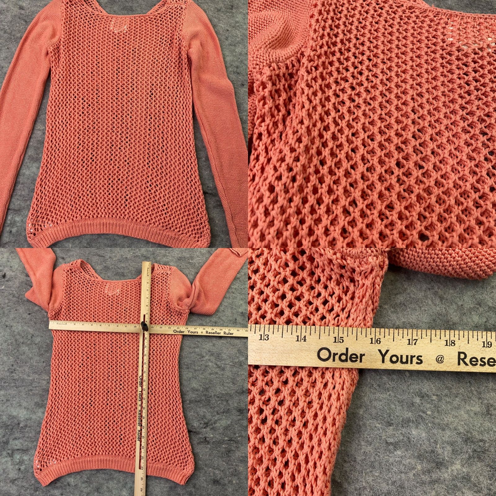 Anthropologie Anthropologie Womens Sweater Small Peach Between Me & You Open Knit Long Sleeve Pullover Size S / US 4 / IT 40 - 8 Thumbnail