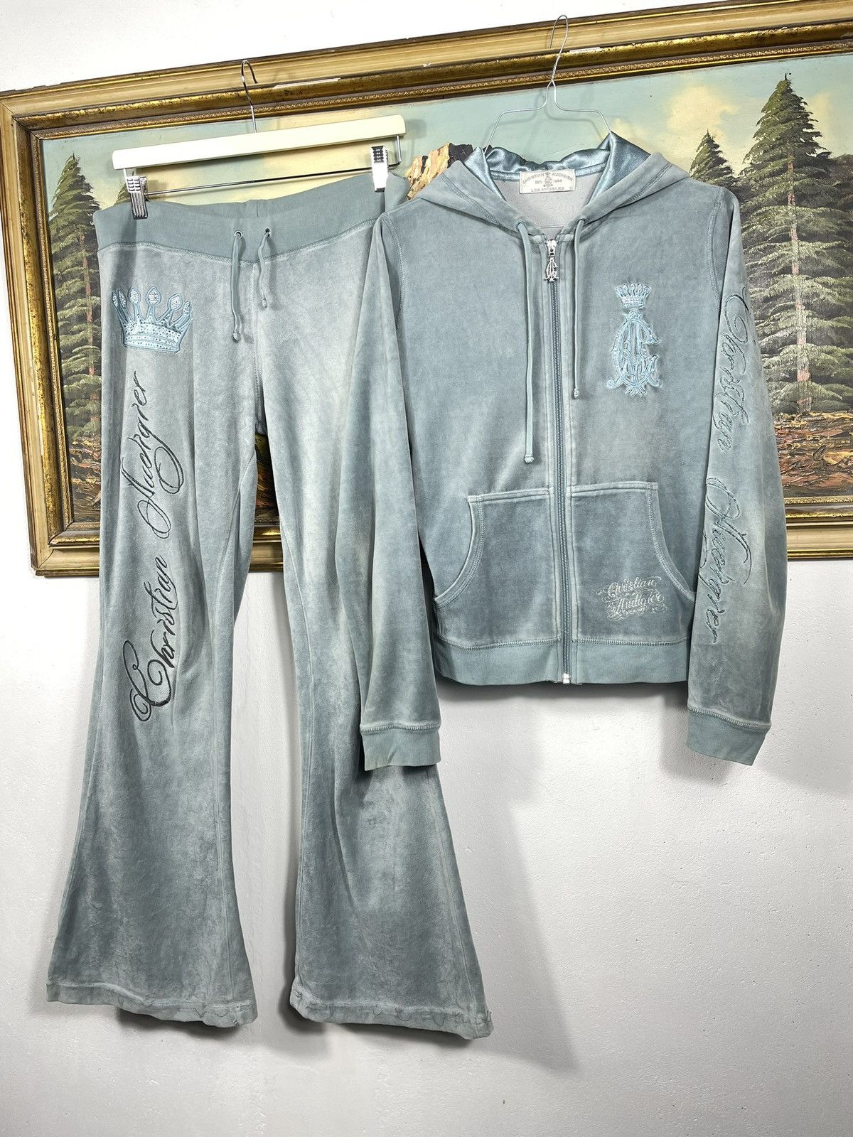 Retro 00s Christian Audigier Zip Up Hoodie Trousers Drip