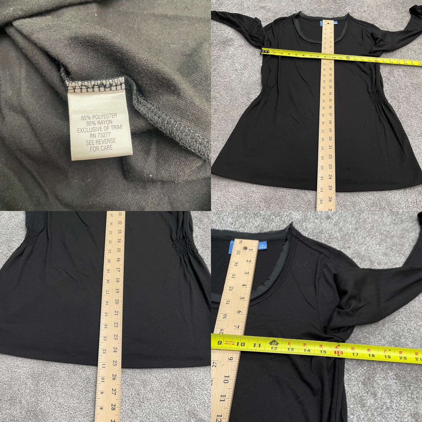 Vintage Simply Ver Vera Wang Blouse Womens Small Black Long Sleeve Round Neck Top Tunic Size S / US 4 / IT 40 - 8 Thumbnail