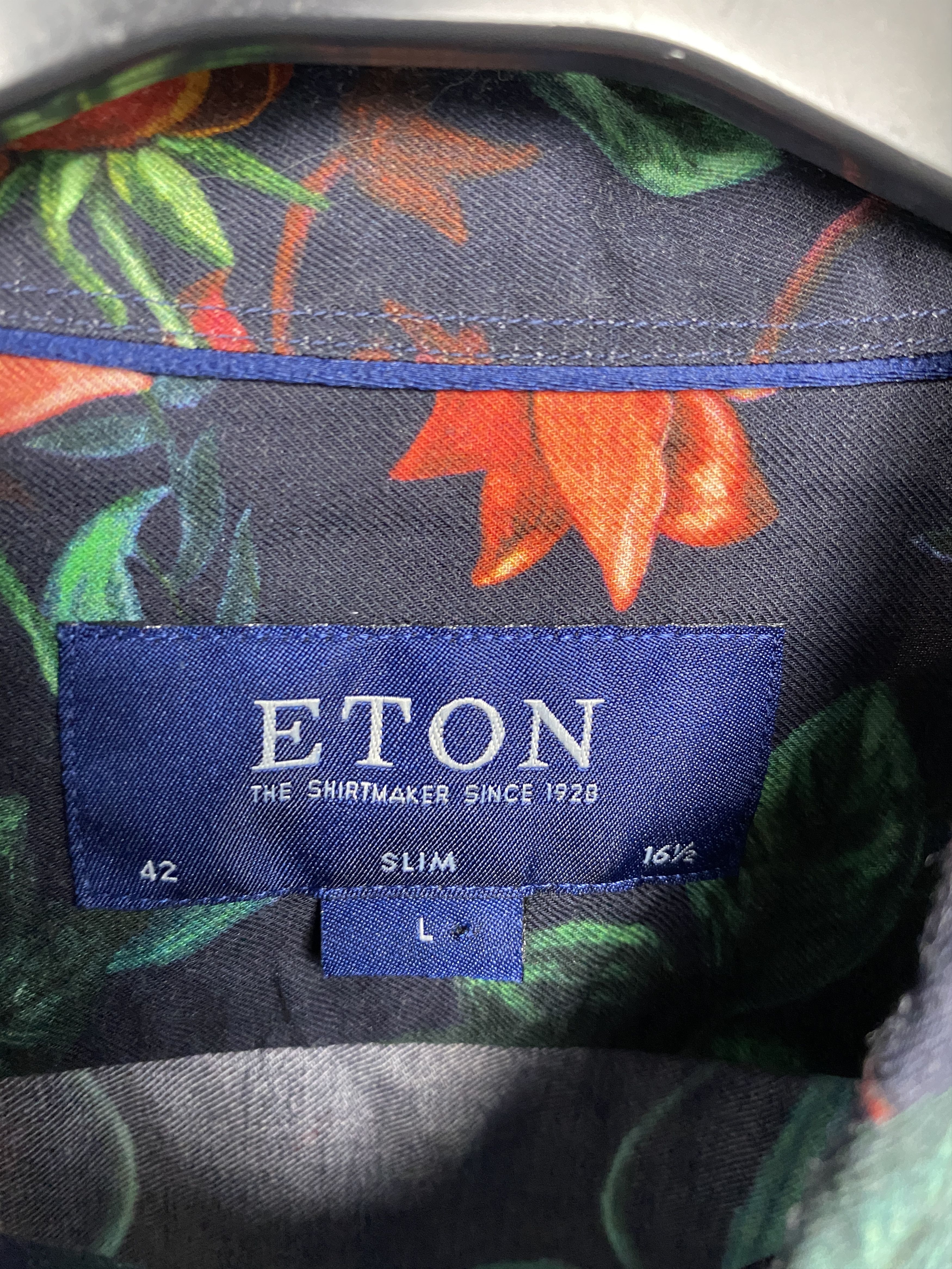 Eton × Vintage ETON Vintage Mens Floral Print Long Sleeve Shirt Size US L / EU 52-54 / 3 - 3 Thumbnail