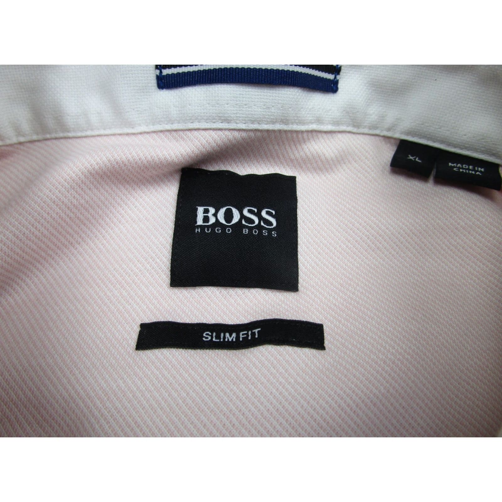 VINTAGE Boss Hugo Boss Dress Shirt Mens XL Pink Slim Fit Long Sleeve Cotton Classic 2000s