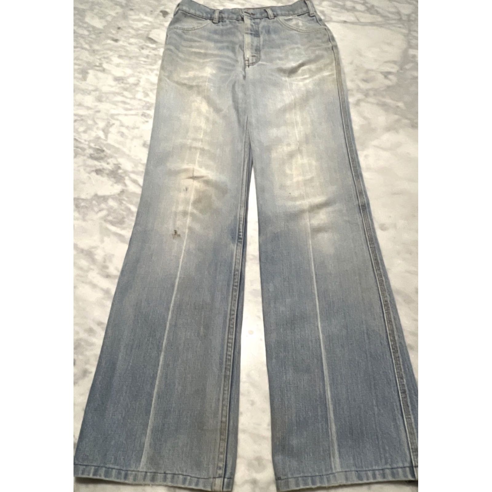 Levi's VINTAGE Levi’s 207 Orange Tab Flare Bell Bottoms Womens W28 L33 Thrashed Faded Denim 1970s Womens Mens Boys? Size 28" / US 6 / IT 42 - 2 Thumbnail