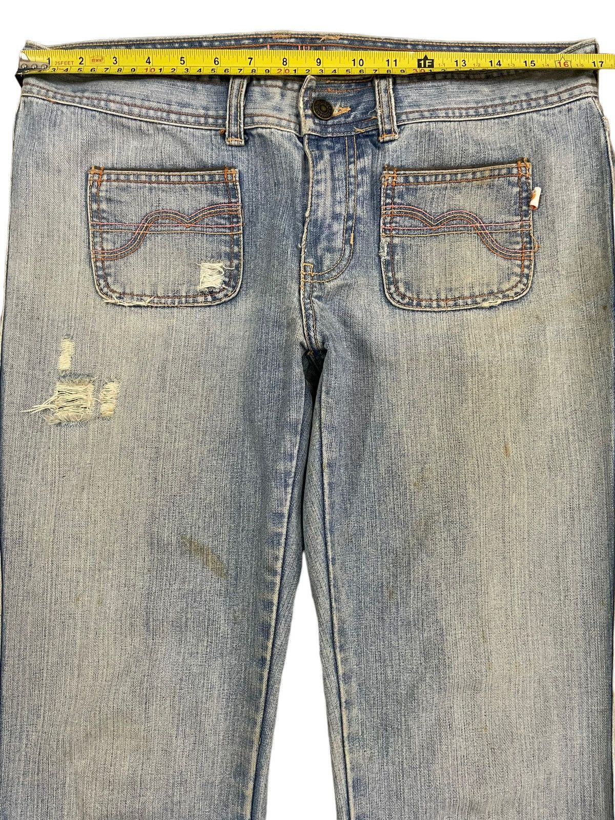 If Six Was Nine Vintage Japanese Brand Blue Wash Distress Flare Jeans Size US 33 - 9 Thumbnail