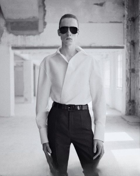 Saint Laurent Paris o1b1hav111025 788143 Oversized Shirt in Faille in Ivory Size US S / EU 44-46 / 1 - 2 Thumbnail