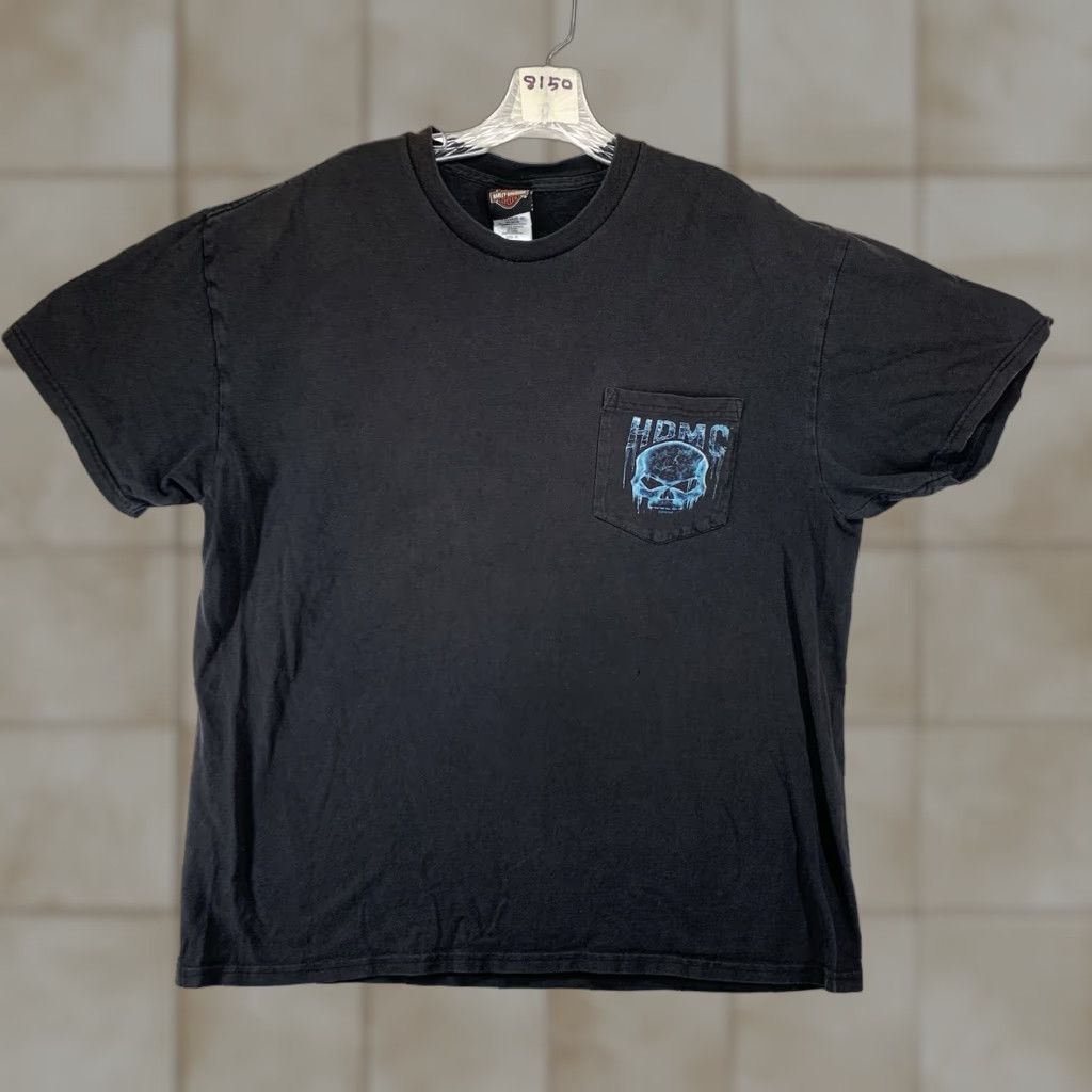Harley Davidson HARLEY-DAVIDSON Graphic Print T-Shirt Mens XL Black Motorcycle Biker Ice Skull Pocket Size US XL / EU 56 / 4 - 1 Thumbnail