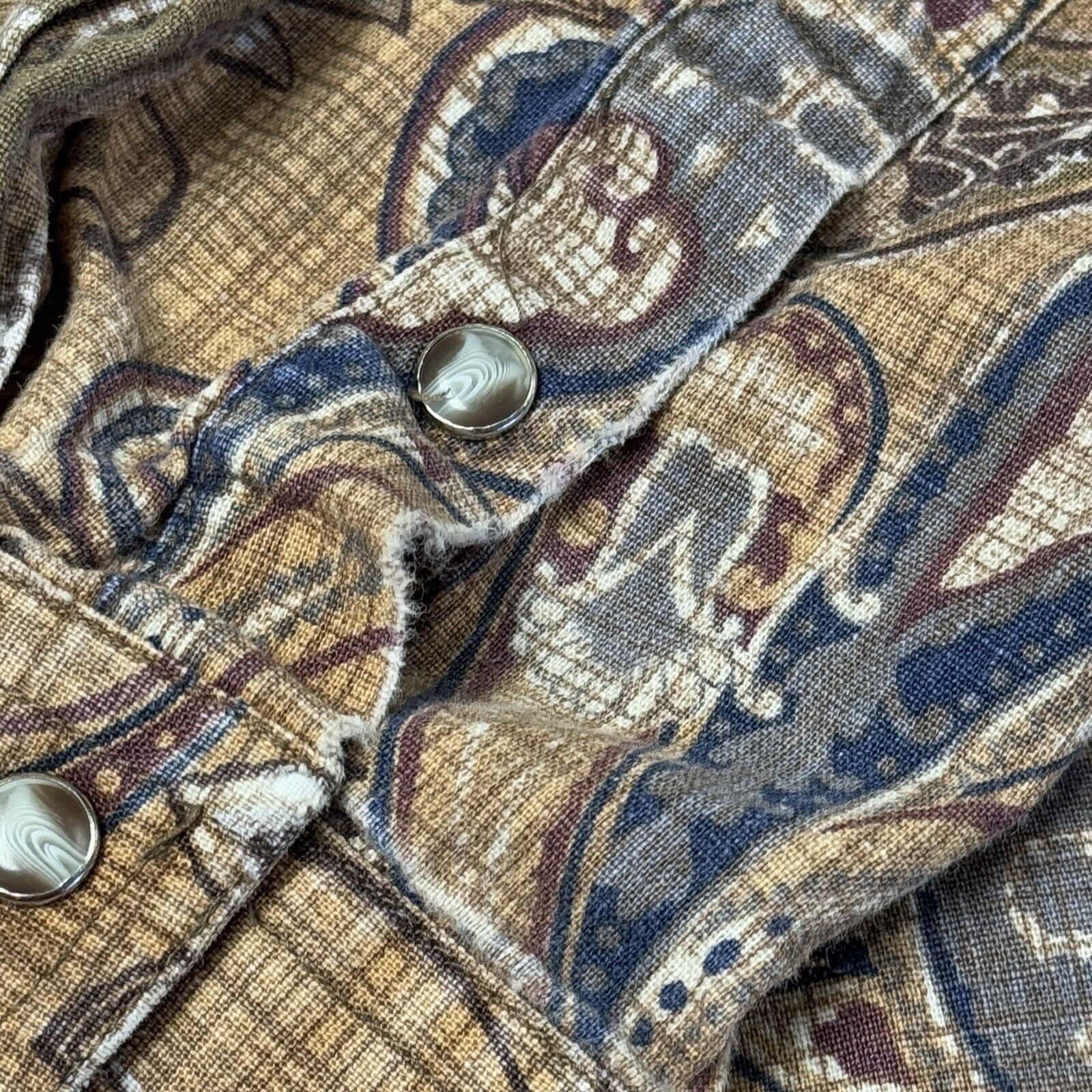 Roper Roper Western Pearl Snap Shirt Mens Medium Brown Paisley Lon Size US M / EU 48-50 / 2 - 6 Thumbnail