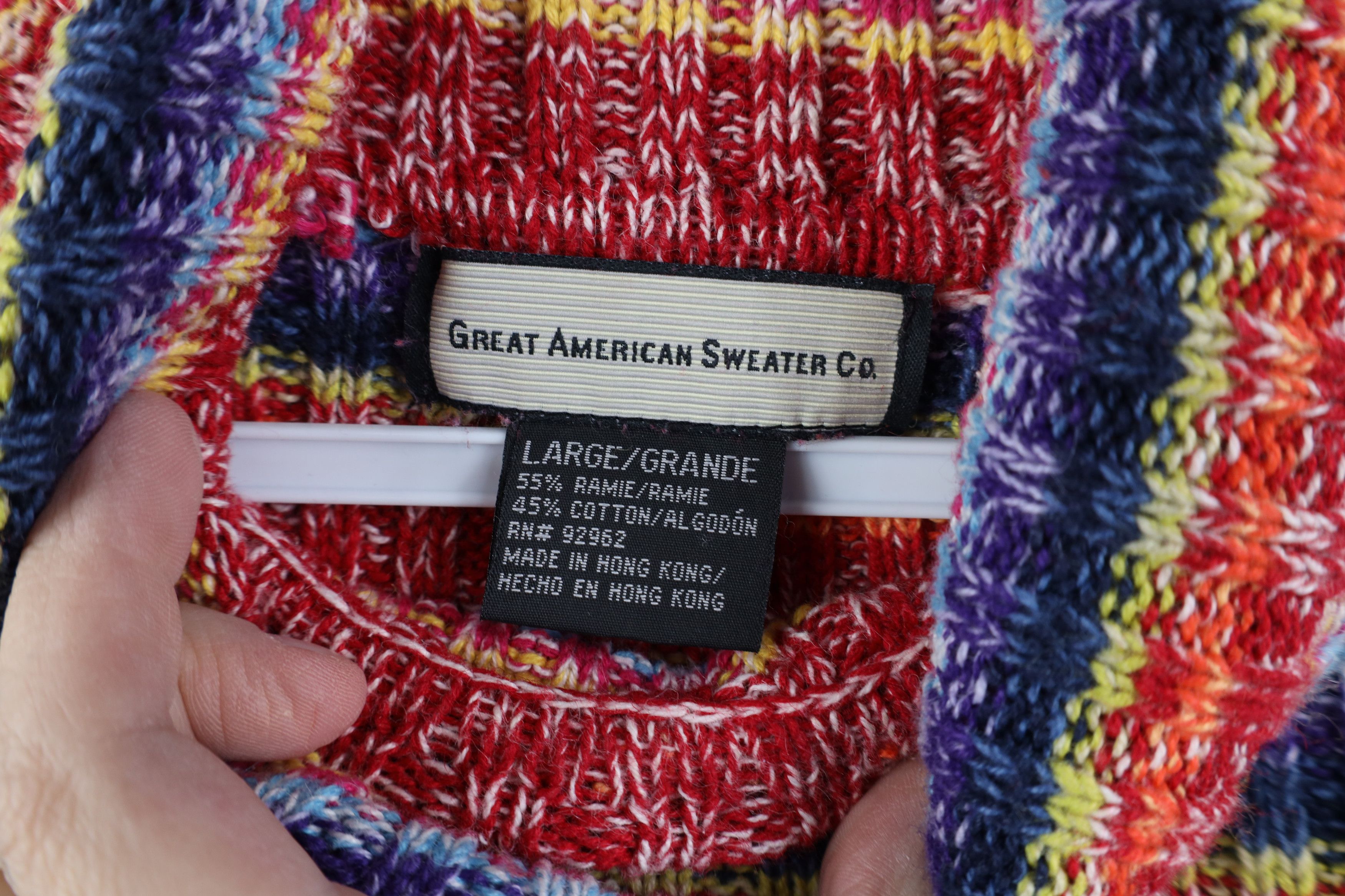 Vintage Vintage 90s Streetwear Rainbow Knit Turtleneck Sweater Size L / US 10 / IT 46 - 6 Thumbnail