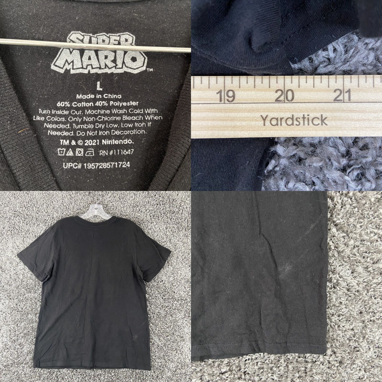 Vintage VINTAGE Super Mario Mens Black Graphic Tee Size L Size US L / EU 52-54 / 3 - 8 Thumbnail