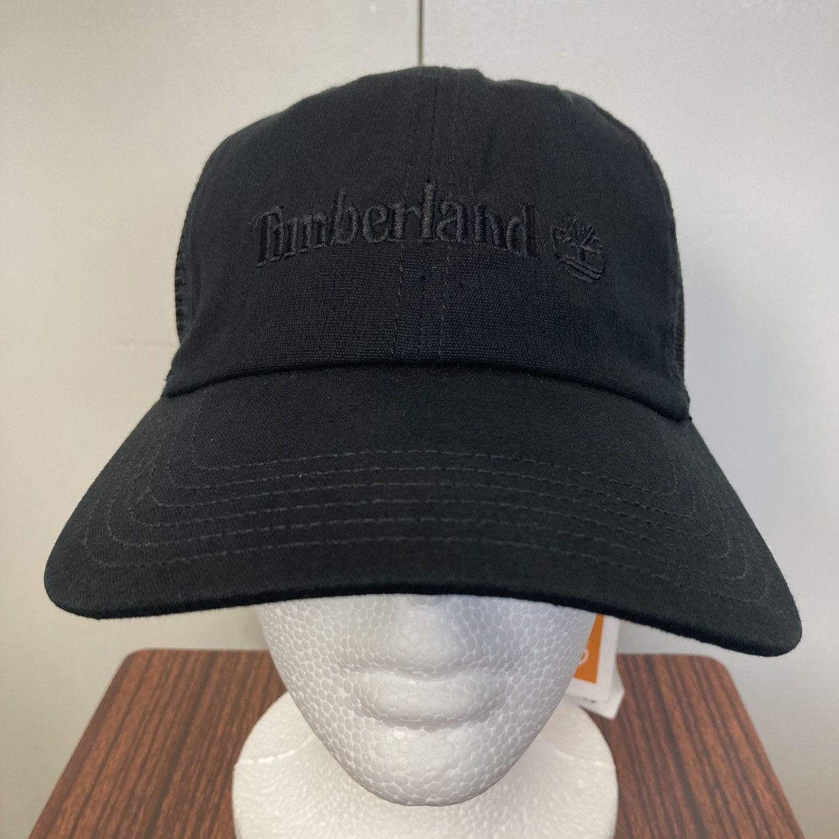 Timberland TIMBERLAND SOLID BLACK SNAPBACK HAT CAP MESH LOGO TRUCKER 🆕 Size ONE SIZE - 2 Thumbnail