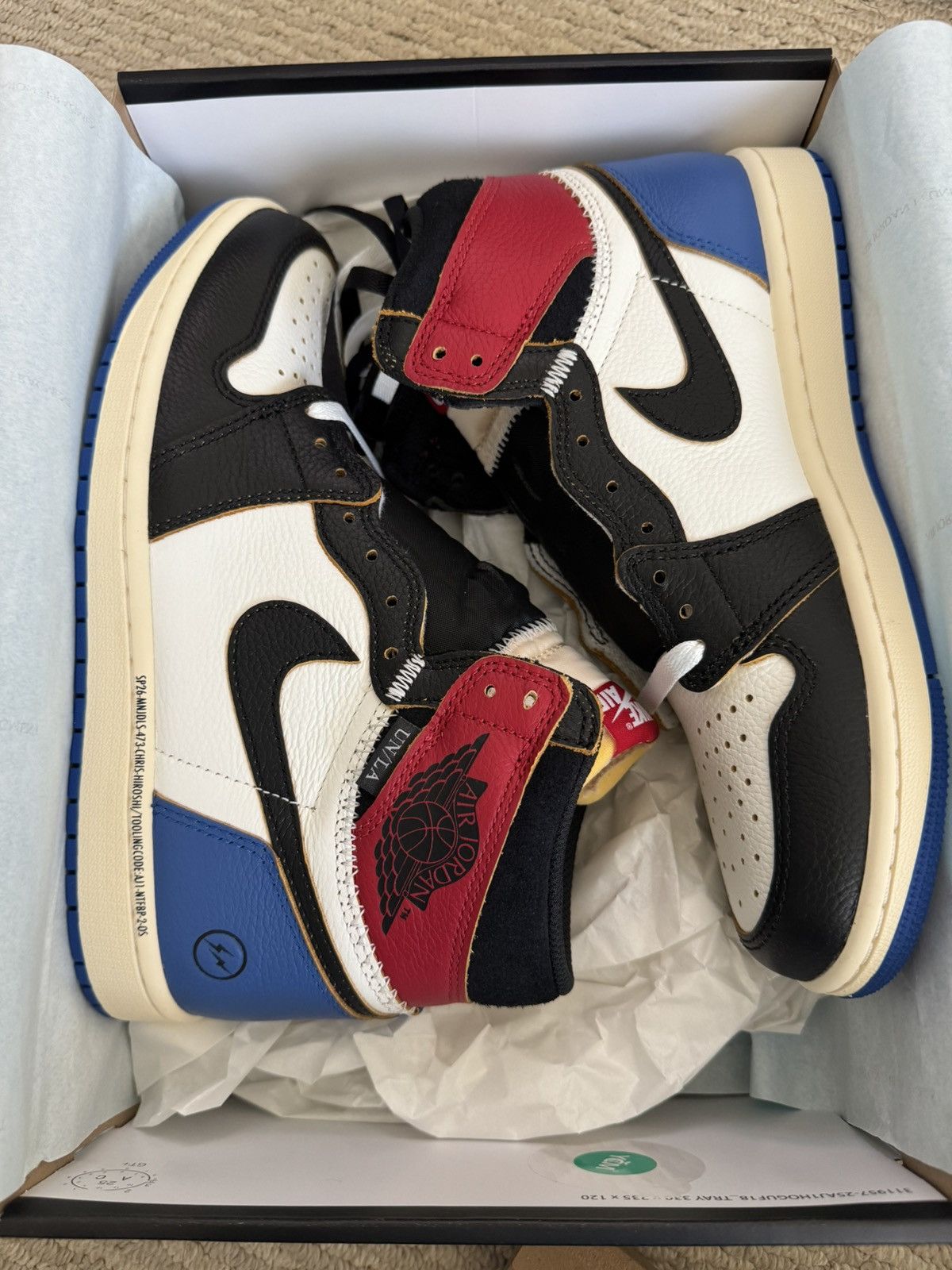 Union x Fragment x Jordan 1 Varsity Red 8.5US