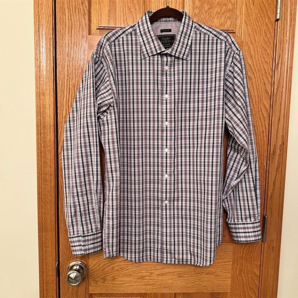 Jos. A. Bank Jos. A. Bank Reserve Men's Multi-Check Dress Shirt L Long S Size US L / EU 52-54 / 3 - 2 Thumbnail