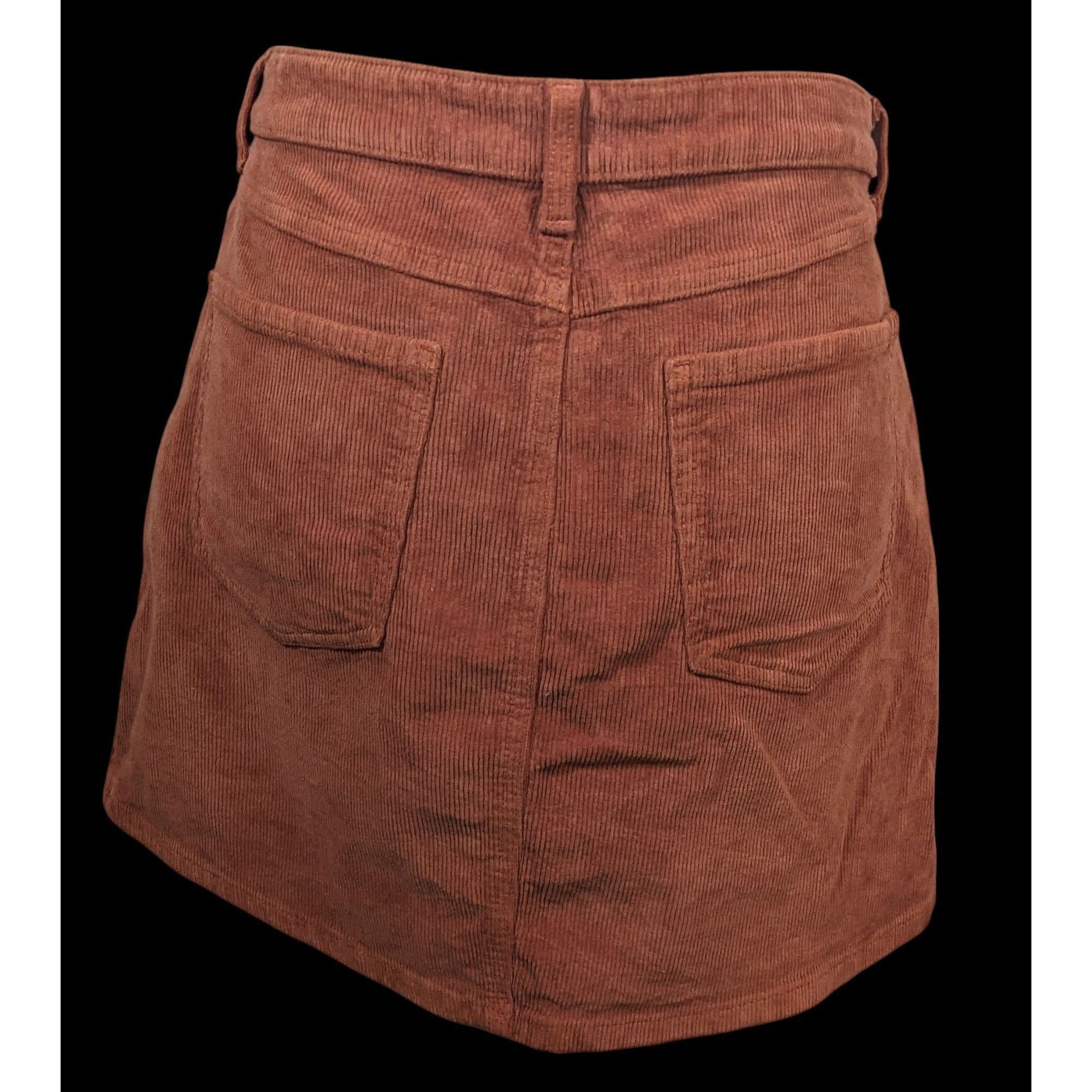 Other SO Retro Brown Corduroy Full Zip Front Skirt Size 32" / US 10 / IT 46 - 2 Thumbnail