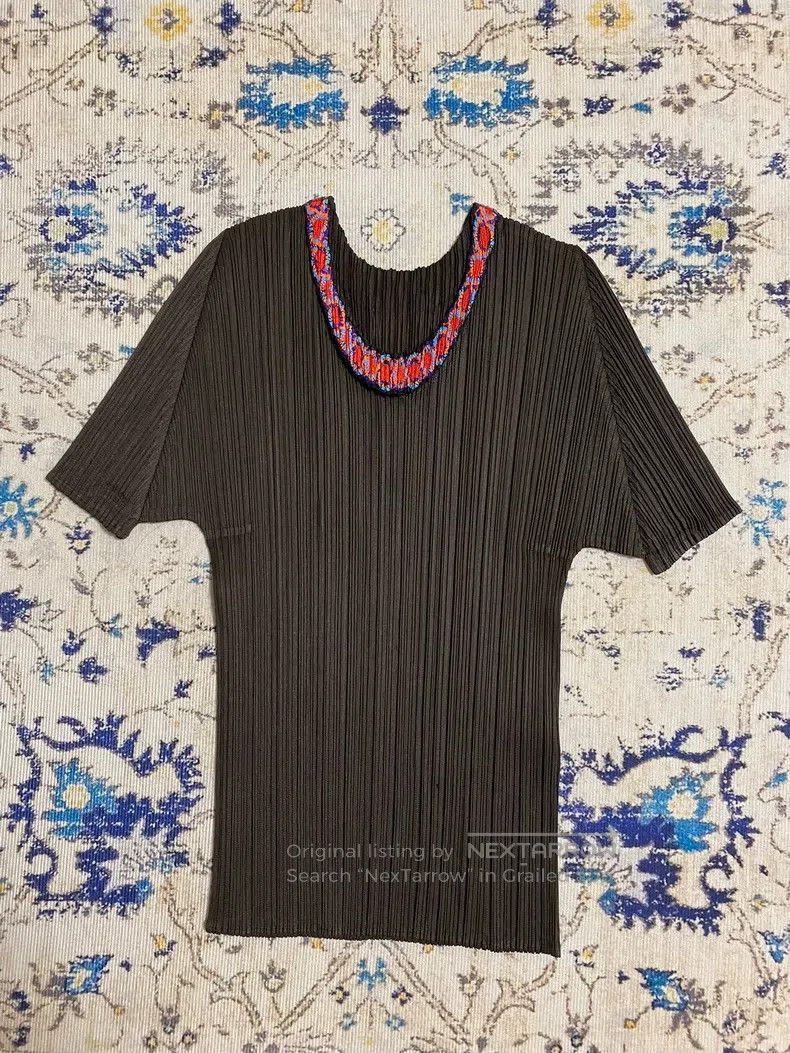 Issey Miyake Issey Miyake Vintage Embroidered Crew Neck Top Size L / US 10 / IT 46 - 1 Thumbnail