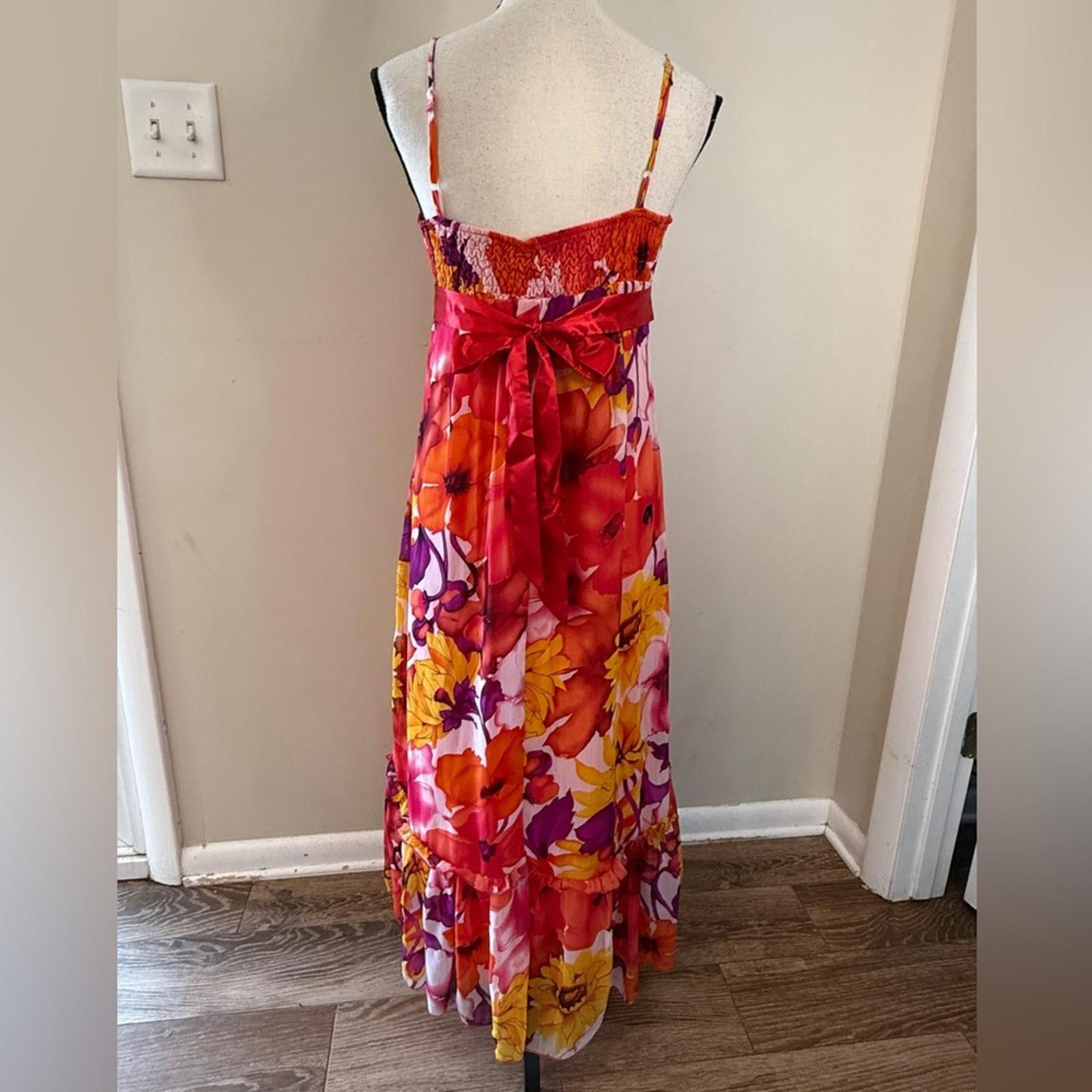 Alan Paine Alyn Paige New York floral maxi dress ruffle SZ 7/8 FLAW run Size M / US 6-8 / IT 42-44 - 4 Thumbnail