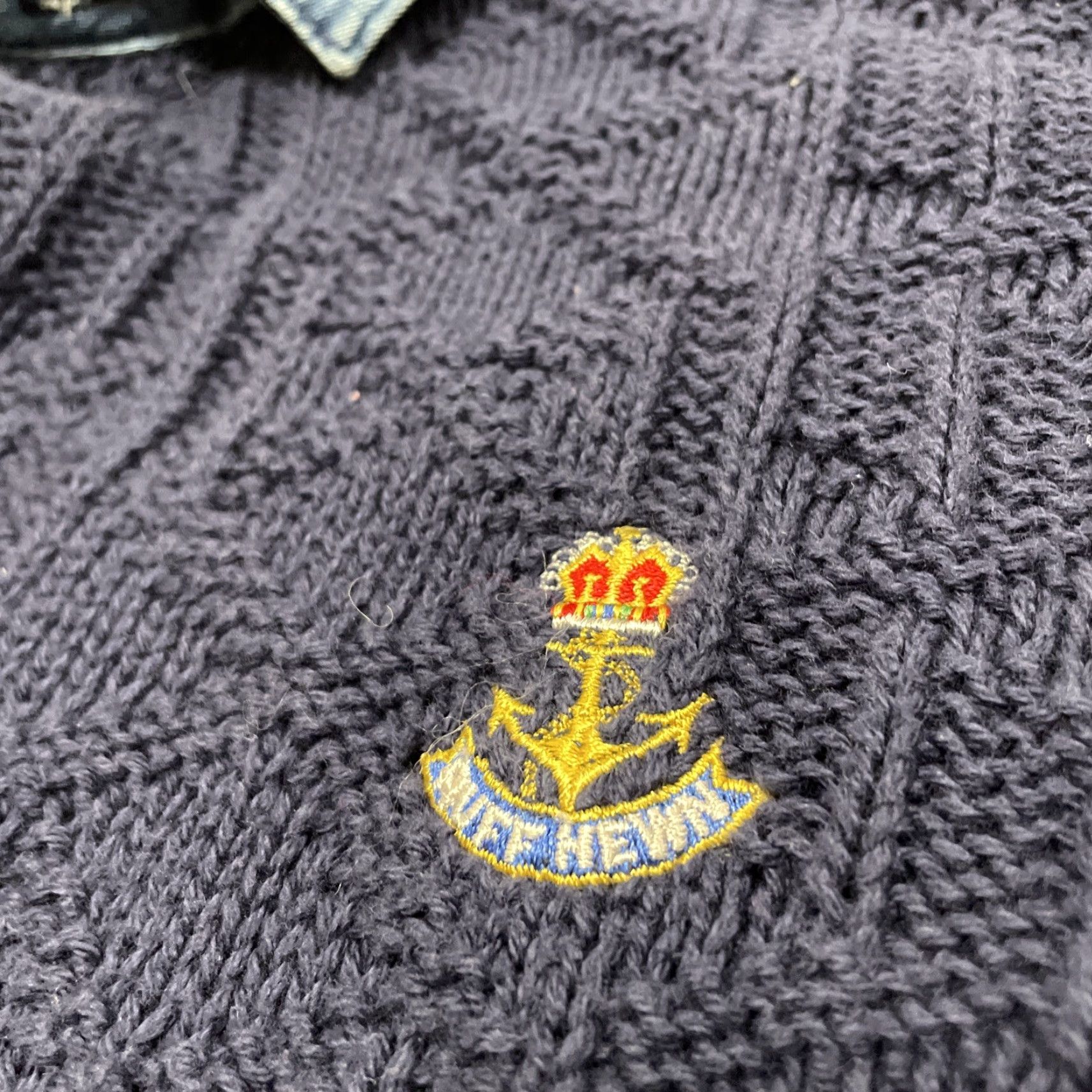 Nautica VINTAGE Ruff Hewn Complex: Nautical Pullover Sweater Men L Blue Anchor Logo Navy Knit USA Size US L / EU 52-54 / 3 - 3 Thumbnail