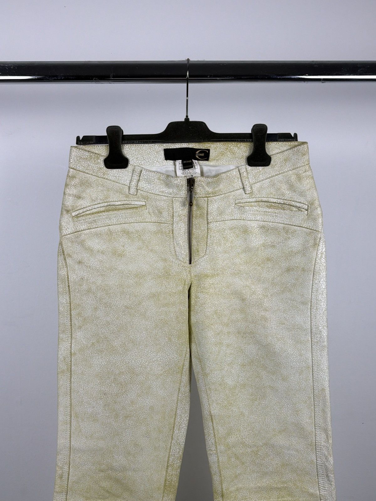 Roberto Cavalli Roberto Cavalli 2000’s Cracked Leather Flared Biker Pants Size 27" / US 4 / IT 40 - 4 Thumbnail