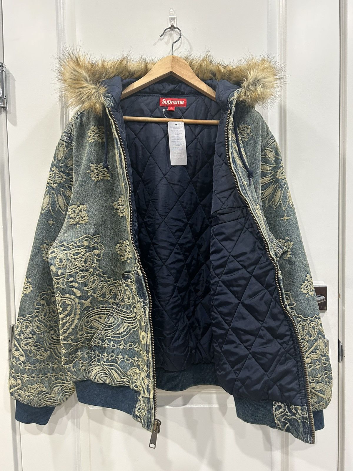 Supreme Supreme SS25 Bandana Jacquard Denim Hooded Work Jacket Size US L / EU 52-54 / 3 - 14 Thumbnail