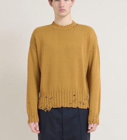 Marni o1f1d3z0326 Striped Argyle Jumper in Ochre Size US XL / EU 56 / 4 - 2 Thumbnail