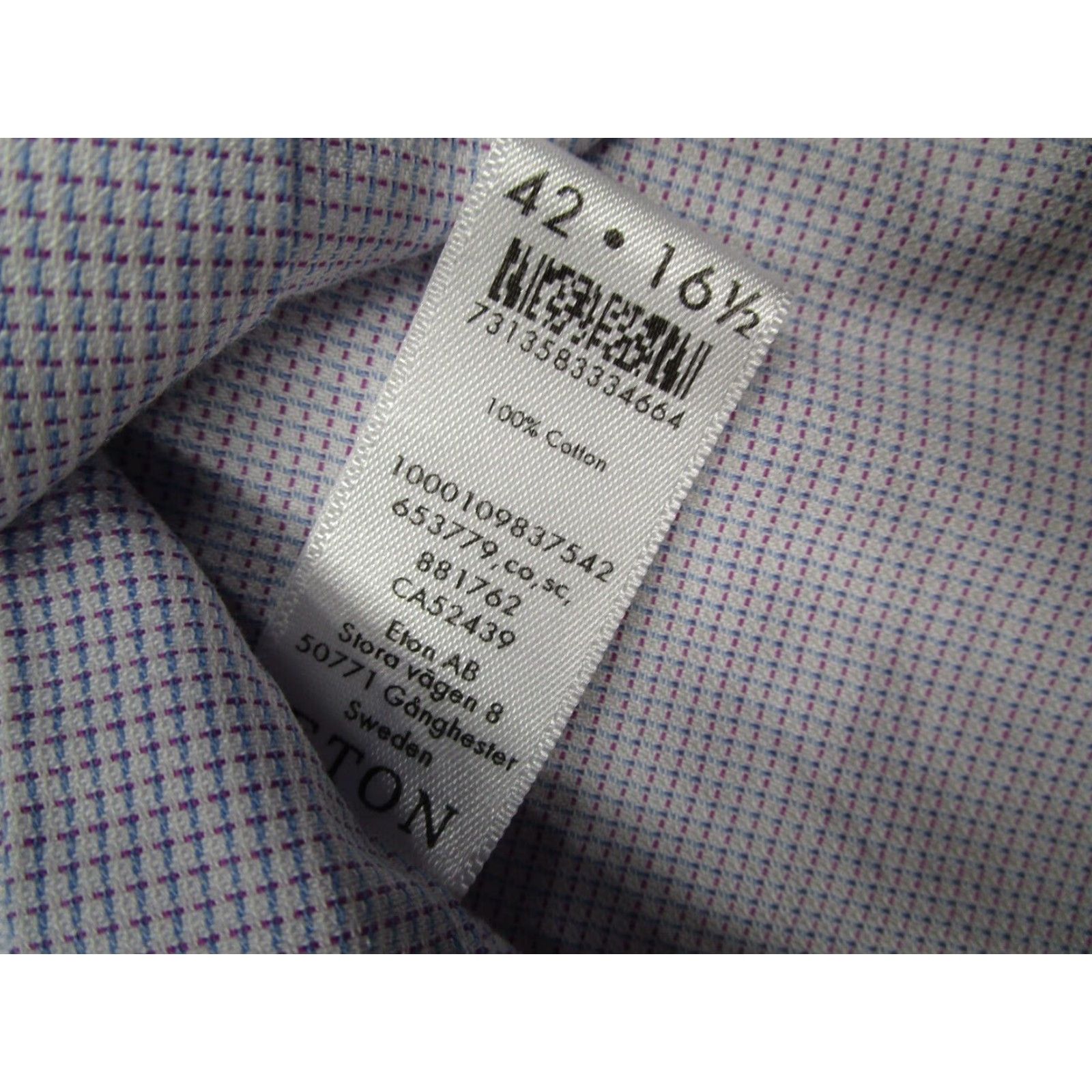 Eton Eton Dress Shirt Mens 16.5 42 Purple Geometric Button Up Contemporary Designer Workwear Size 42R - 5 Thumbnail