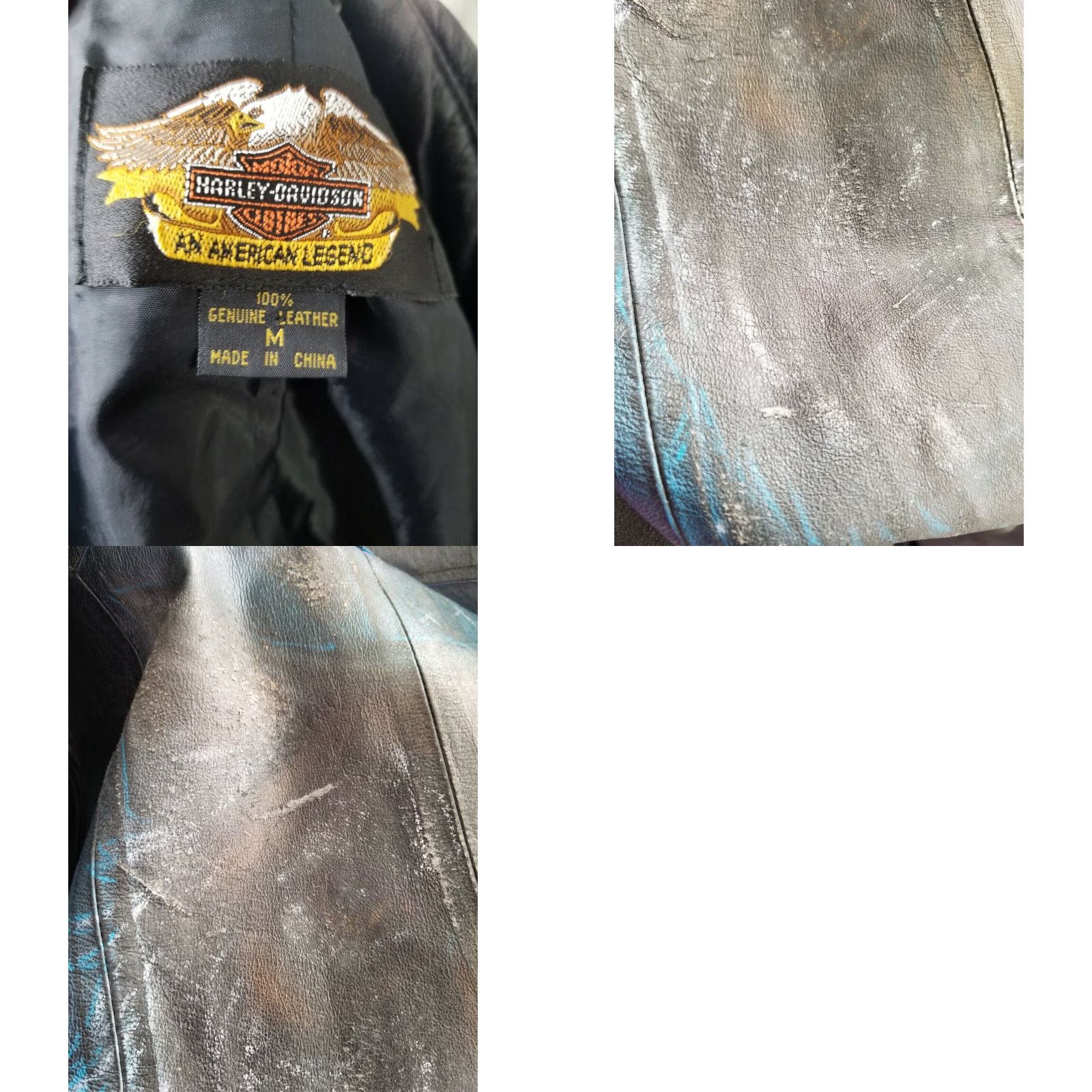 Harley Davidson VINTAGE Harley-Davidson Leather Jacket Mens M 90s Black Pigskin All Seasons Button Snap Pockets Fox Painting Limited Edition Motoclothing Size US M / EU 48-50 / 2 - 8 Thumbnail