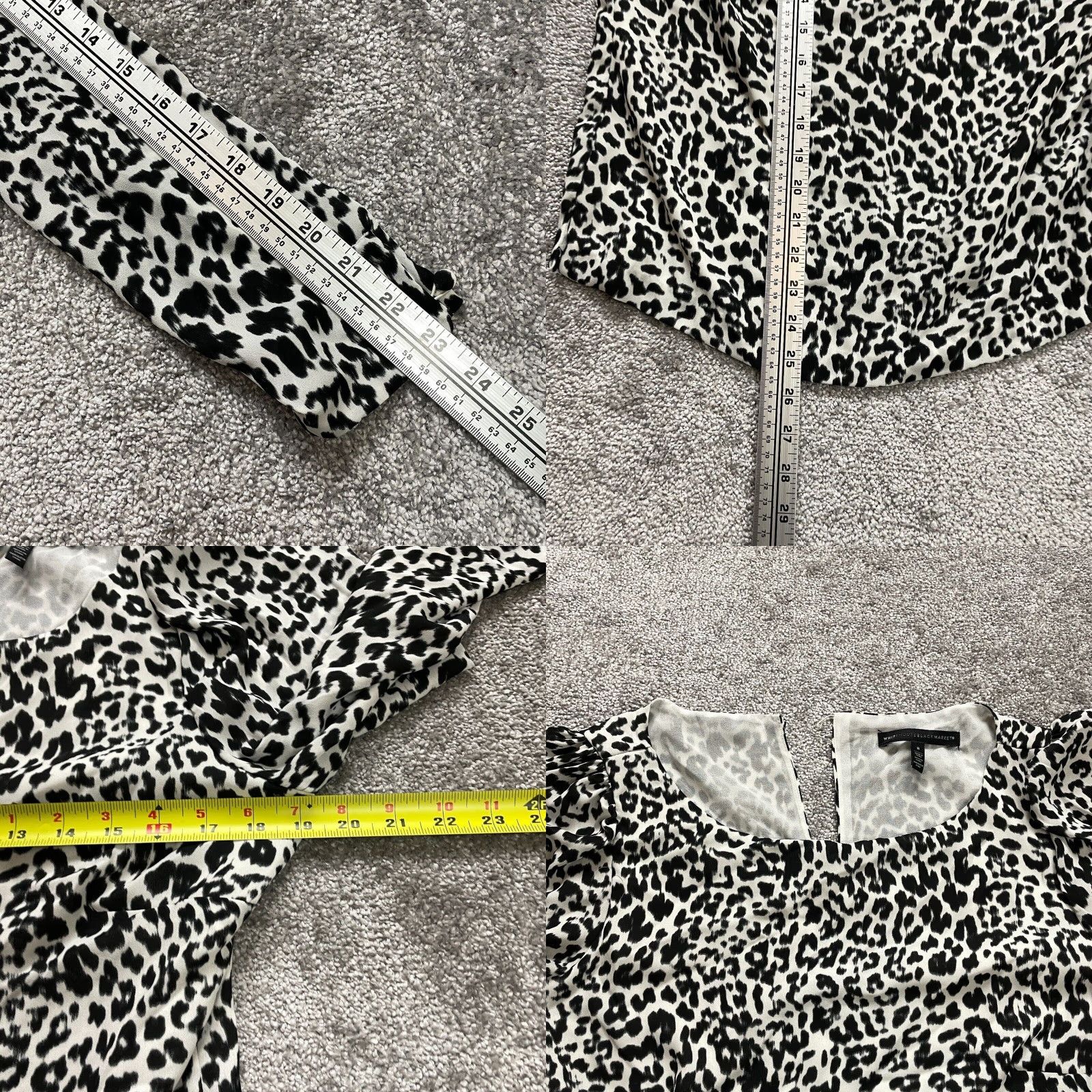 White House Black Market White House Black Market Blouse Top Womens 8 Black Animal Print Ladies Size M / US 6-8 / IT 42-44 - 8 Thumbnail