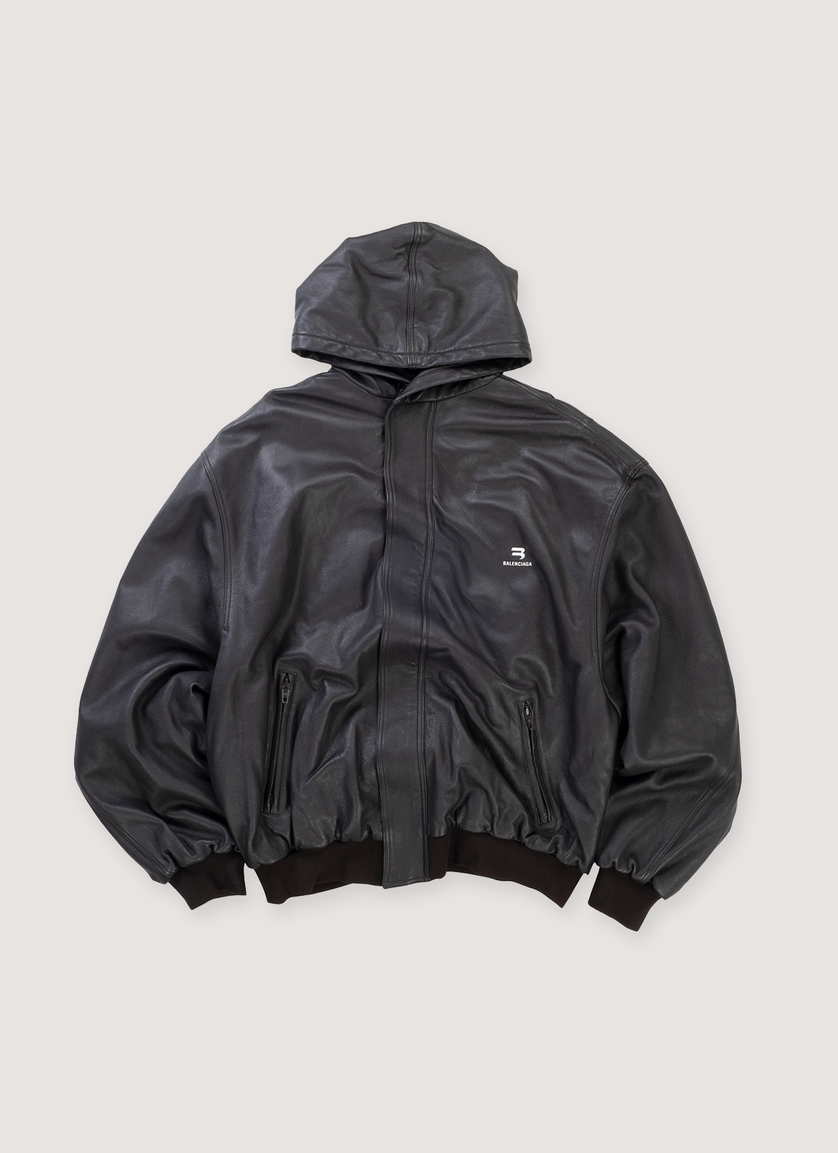 Balenciaga Sporty B Taxi Leather Hooded Jacket Brown (Pre-Owned) Size US XL / EU 56 / 4 - 1 Preview