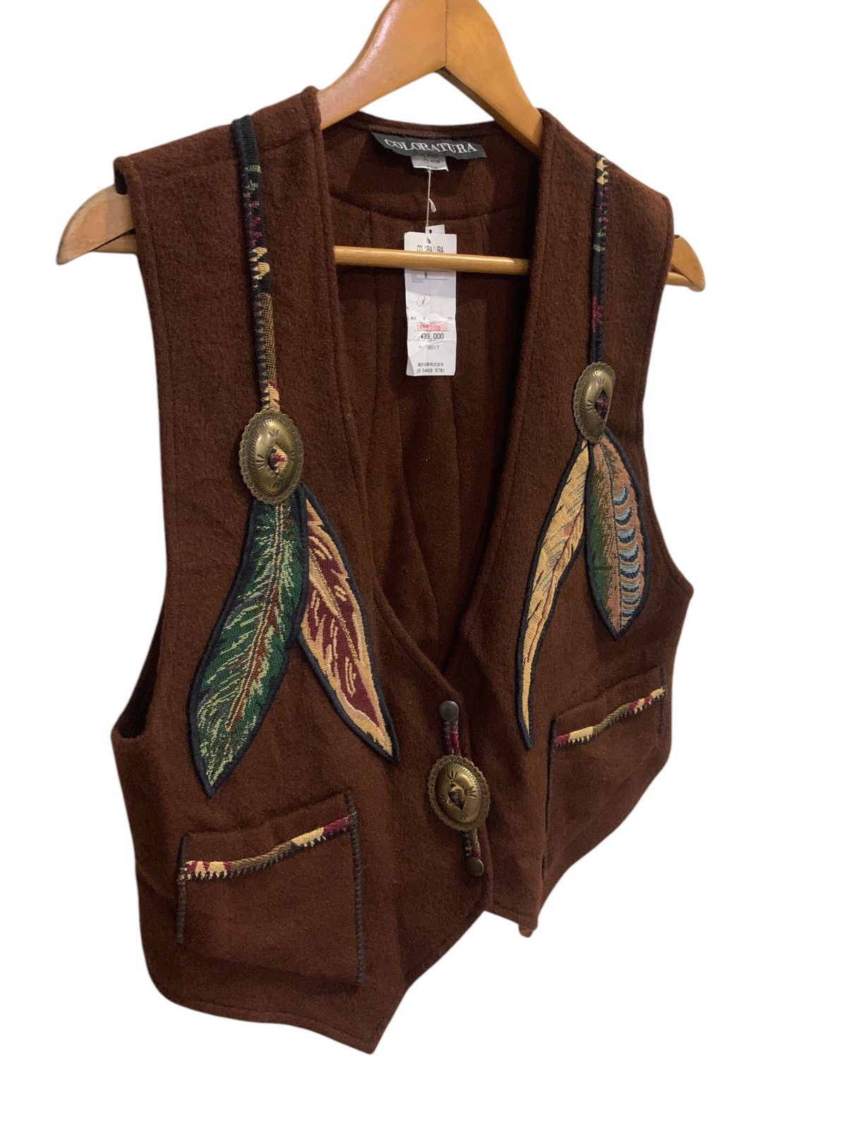 Native × Vintage Vintage Brown Wool Native American Feather Embroidery Size US M / EU 48-50 / 2 - 3 Thumbnail