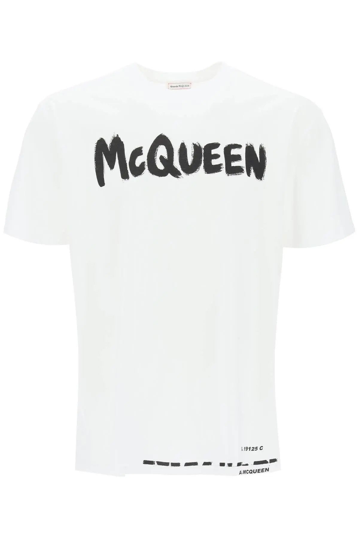 image of Alexander Mcqueen O1S22I1N1223 Mcqueen Graffiti T-Shirt In White, Men's (Size Medium)