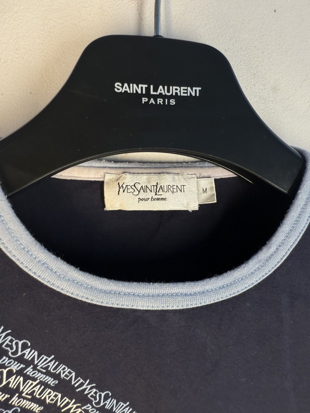 Yves Saint Laurent Navy YSL T-shirt Big Logo YSL Shirt Size US M / EU 48-50 / 2 - 4 Thumbnail