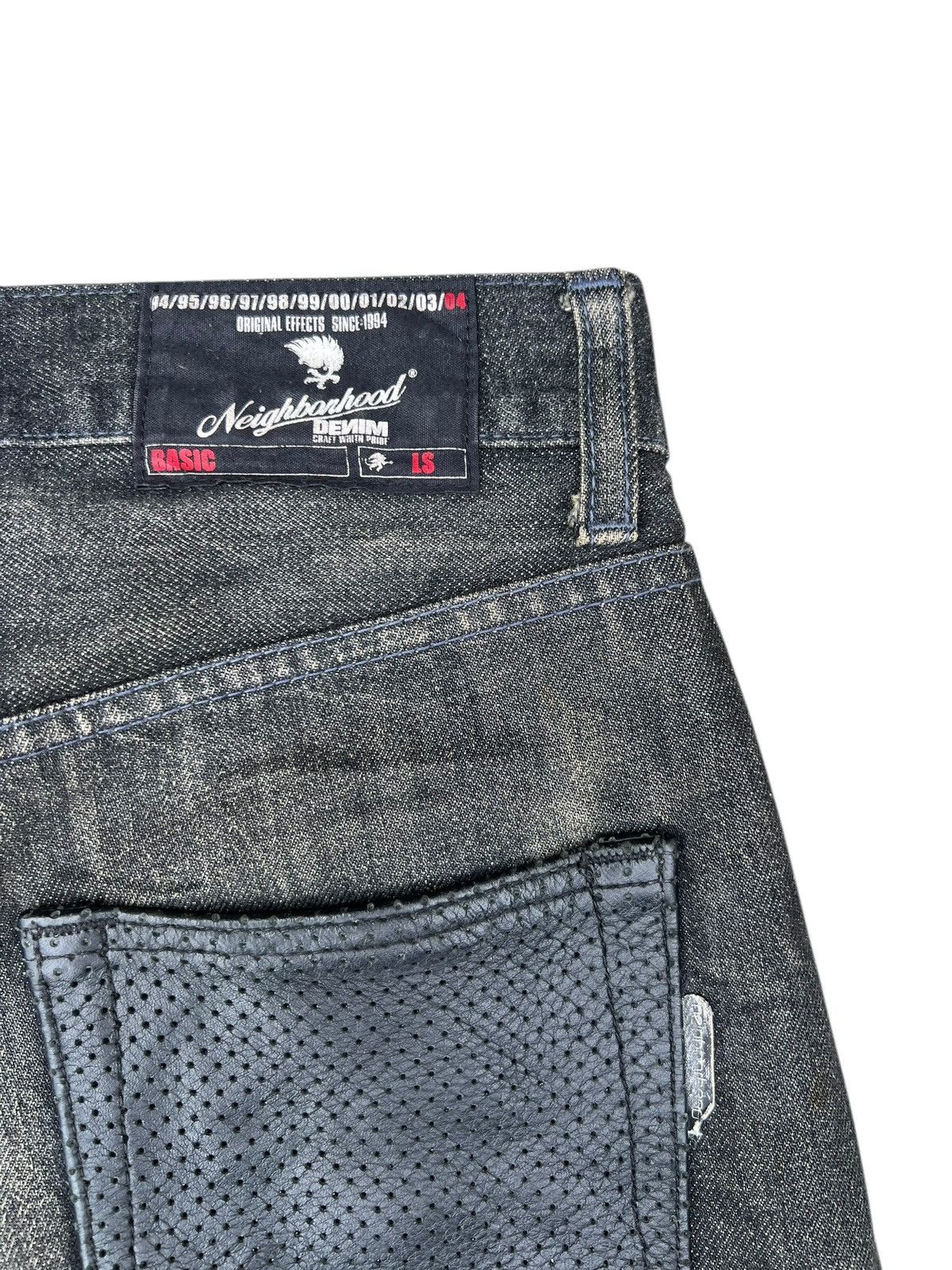 Neighborhood Vintage Neighborhood Japan Fade Denim Hybrid Leather Jeans Size US 30 / EU 46 - 19 Thumbnail
