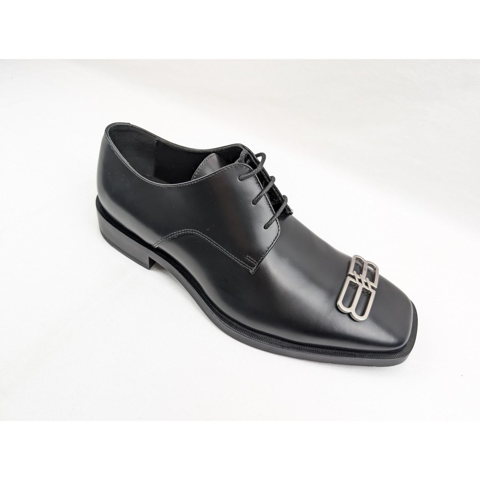 Balenciaga o1rshd1 Smooth Rim BB Icon Derbie Shoes in Black Size US 12 / EU 45 - 2 Thumbnail